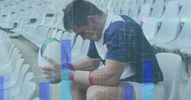 Animation Statistiques Traitement Données Sur Les Joueurs Rugby Dans Stade — Video