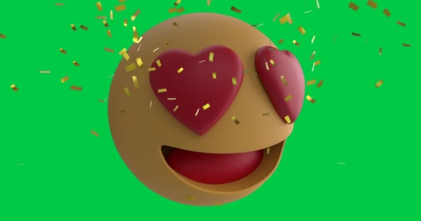 Animation Rött Hjärta Kärlek Emoji Ikon Grön Skärm Bakgrund Med — Stockvideo