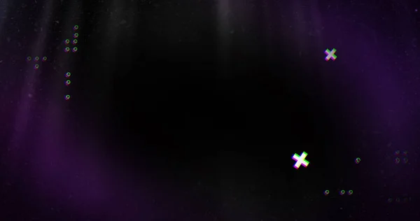 Изображение Экрана Игры Белыми Крестовыми Маркерами Фиолетовом Черном Фоне Винтажная — стоковое фото
