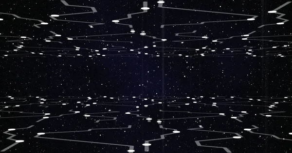 Gece Gökyüzünde Yıldızlarla Hareket Eden Parlak Beyaz Noktaların Görüntüsü Dijital — Stok fotoğraf