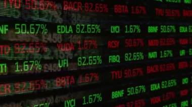 Borsa ve finansal veri işleme animasyonları. küresel finansman, iş dünyası, dijital arayüz ve teknoloji konsepti dijital olarak oluşturulmuş video.