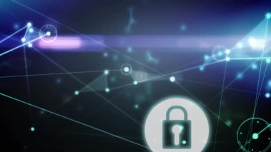 Siyah arka planda çevrimiçi güvenlik kilidiyle bağlantı ağının animasyonu. küresel internet güvenliği ve bağlantılar konsepti dijital olarak oluşturulmuş video.