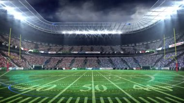 Dijital arayüzün güvenli kilit hareketli hareketli stadyumla animasyonu. dijital veri güvenliği teknolojisi ve spor konsepti dijital olarak oluşturulmuş animasyon.