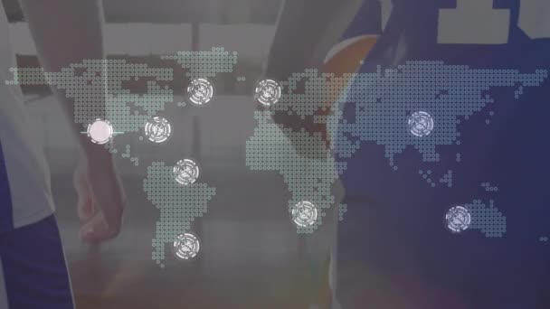 Animation Réseau Connexions Sur Les Joueurs Basket Ball Connexion Technologie — Video