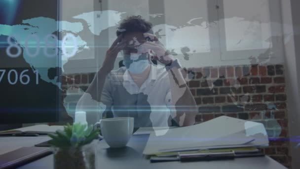 Animace Sítí Připojení Čísel Přes Podnikatele Úřadu Globální Obchod Připojení — Stock video
