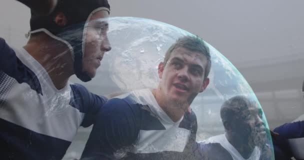 Animation Globe Avec Traitement Des Données Sur Les Joueurs Rugby — Video