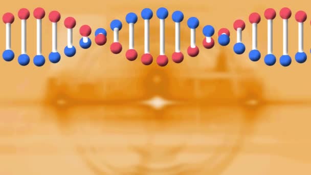 Animazione Del Filamento Del Dna Rotante Sfondo Arancione Concetto Interfaccia — Video Stock