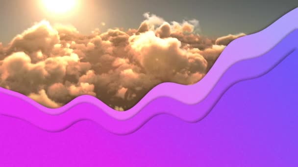 Animation Ondes Violettes Sur Ciel Nuageux Connexion Technologie Concept Interface — Video