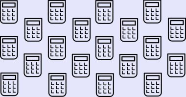 Soluk eflatun arkaplanda siyah çizgi hesap makinelerinin kompozisyonu tekrar edildi. okul, eğitim ve öğrenim konsepti dijital olarak oluşturulmuş imaj.