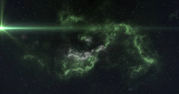 Изображение Светящегося Пятна Света Движущегося Гипнотическом Движении Бурными Зелеными Облаками — стоковое фото