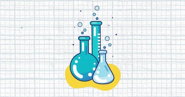 Image Chemistry Laboratory Test Tubes Beakers Icon Squared White Paper — Stock Photo, Image