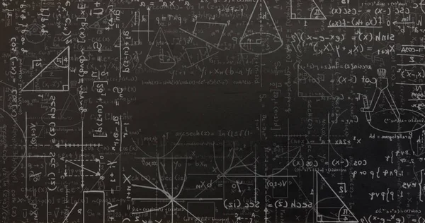 Digitální Obraz Matematických Rovnic Diagramů Pohybujících Černém Pozadí Koncepce Matematického — Stock fotografie
