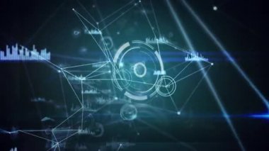 Kapsam taraması ve istatistiklerin animasyonu, bağlantı ağı. bağlantılar, ağlar, teknoloji ve dijital arayüz konsepti dijital olarak oluşturulmuş video.