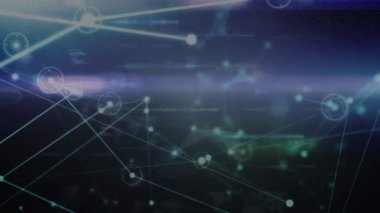 Donanma arkaplanındaki bağlantı ağının animasyonu. bağlantı, teknoloji ve dijital arayüz kavramı dijital olarak oluşturulmuş video.