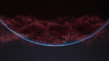 Dünya üzerinde parlayan ışık izlerinin animasyonu. küresel ağlar, dijital arayüz ve teknoloji konsepti dijital olarak oluşturulmuş video.