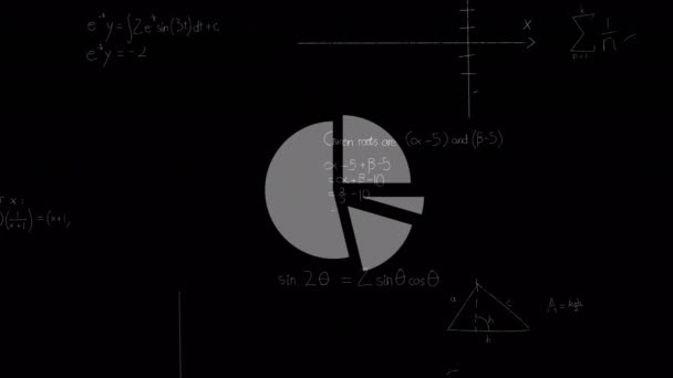 Animation Mathematical Equations Diagram Global Education Science Digital Interface Technology — Stock Video
