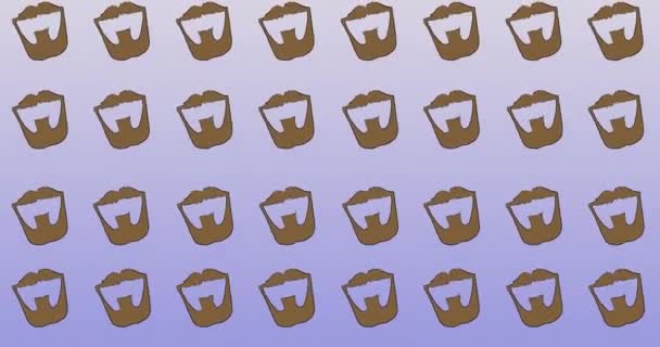 Animation Brown Moustache Beard Repeated Blue Backgroud Fashion Accessories Background — Stock Video