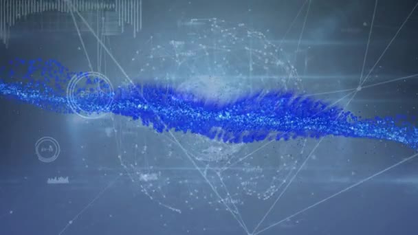 蓝色背景下的连接网络动画 技术和数字接口概念数字生成视频 — 图库视频影像