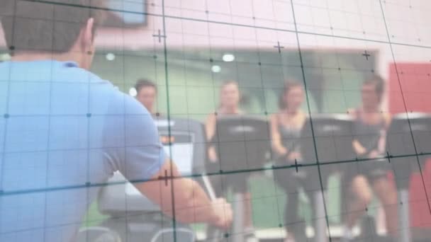 Animation Personnes Faisant Exercice Sur Grille Sport Mondial Traitement Des — Video