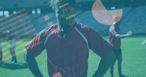 Animation Statistiques Sur Les Joueurs Rugby Sport Mondial Technologie Interface — Video