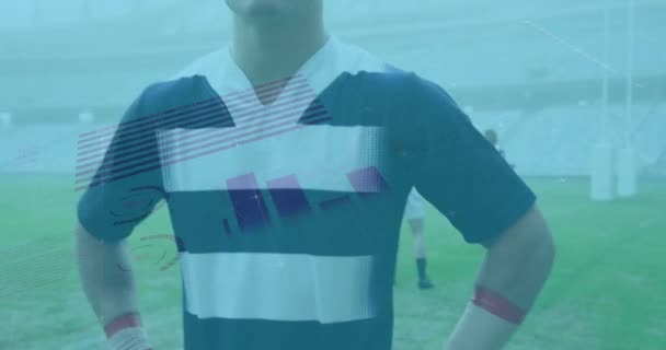 Animering Statistik Över Rugbyspelare Global Sport Teknik Digitalt Gränssnitt Och — Stockvideo