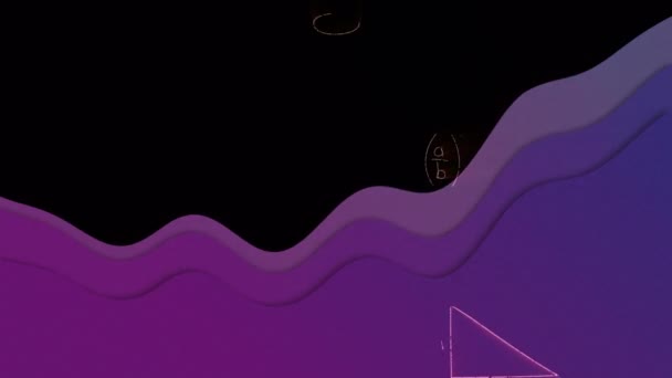 紫色波上数学方程的动画化 全球教育 数字接口和技术概念 — 图库视频影像