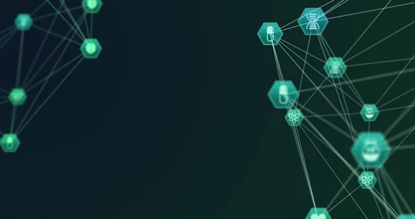 Изображение Сети Соединений Цифровыми Медицинскими Иконами Образующими Два Шара Зеленом — стоковое фото
