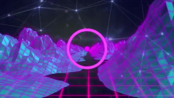 보라색둥근 스캐너의 디지털 애니메이션 구조에 네트워크 글로벌 — 비디오