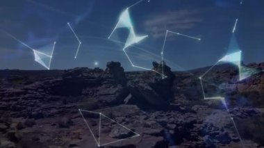 Manzara üzerinde bağlantıları olan dünyanın animasyonu. küresel dijital arayüz, teknoloji ve ağ konsepti dijital olarak oluşturulmuş video.