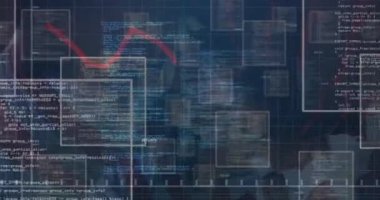 Spor stadyumundaki ragbi oyuncusunun istatistik ve veri işleme animasyonu. küresel spor, rekabet ve veri işleme kavramı dijital olarak oluşturulmuş video.