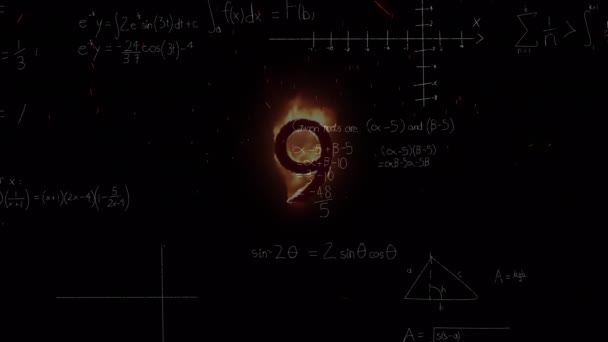 Animación Ecuaciones Matemáticas Sobre Cuenta Regresiva Educación Global Ciencia Interfaz — Vídeo de stock