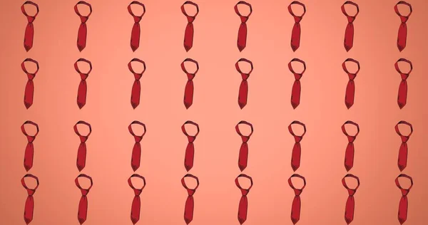 Composição Gravatas Pescoço Vermelho Repetidas Fileiras Fundo Rosa Moda Beleza — Fotografia de Stock