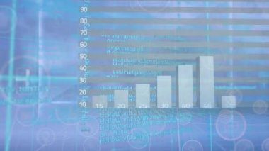 Tarama alanındaki istatistiklerin animasyonu. küresel dijital arayüz, teknoloji ve ağ konsepti dijital olarak oluşturulmuş video.