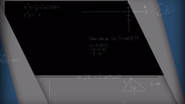 ボード上の数学方程式のアニメーション グローバル教育科学デジタルインターフェース技術の概念デジタルで生成されたビデオ — ストック動画