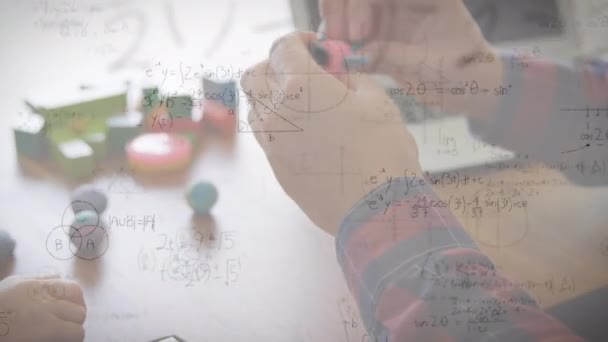 Animazione Disegni Matematici Equazioni Sul Gioco Padre Figlia Connessioni Globali — Video Stock