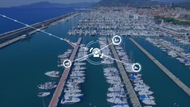 Animation Réseau Connexions Avec Des Icônes Sur Marina Connexions Voyages — Video