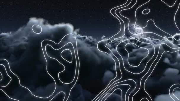 선으로 이루어진 네트워크가 하늘을 뒤덮고 있습니다 글로벌 비즈니스 디지털 인터페이스 — 비디오