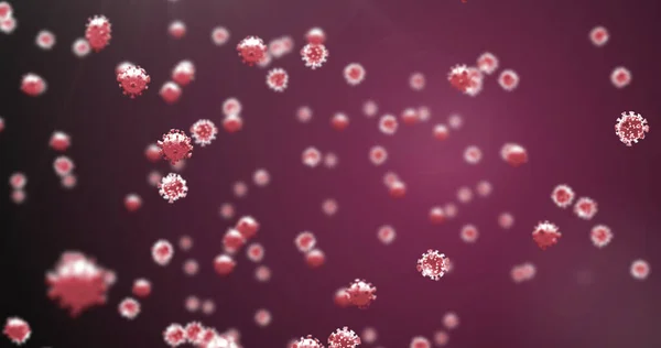 Εικόνα Από Μακροκύτταρα Covid Που Επιπλέουν Πορφυρό Φόντο Παγκόσμια Πανδημία — Φωτογραφία Αρχείου