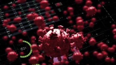 Covid 19 hücrenin ve veri işleme istatistiklerinin animasyonu. küresel covid 19 salgın konsepti dijital olarak oluşturulmuş video.