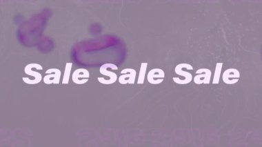 Renkli arka planda metin satışı animasyonu. Perakende ticaret sosyal medya iş mesajlaşması ve küresel iletişim teknolojisi konsepti dijital olarak oluşturulmuş video.