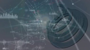 Bağlantı ve tarama ağının animasyonu. küresel iletişim, iş dünyası, dijital arayüz, teknoloji ve ağ konsepti dijital olarak oluşturulmuş video.