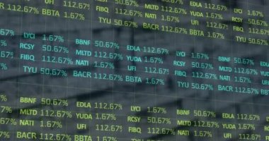 Dükkanın iç kısımlarında finansal veri işleme animasyonu. küresel alışveriş, bağlantılar, iş dünyası, dijital arayüz, teknoloji ve ağ konsepti dijital olarak oluşturulmuş video.