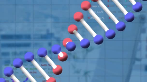 Animation Dna Strand Spinning Data Processing Empty Office Global Business — Stock Video