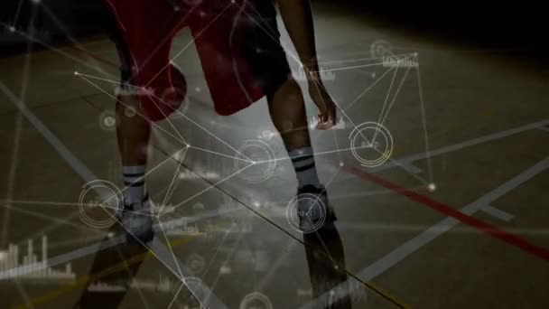 Animation Réseau Connexions Sur Match Basket Ball Concept Mondial Sport — Video