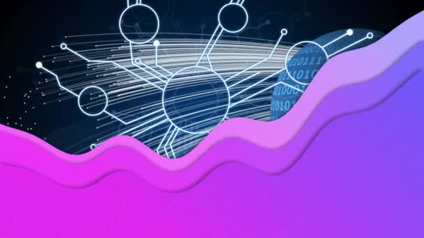 Animação Rede Conexões Com Figura Abstrata Roxa Sobre Fundo Marinho — Vídeo de Stock