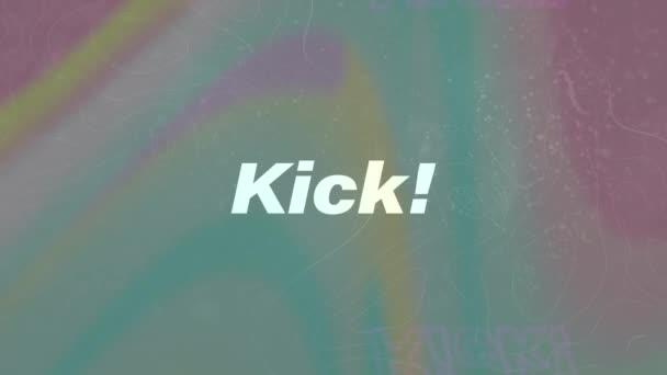 Animation Des Kicktextes Auf Farbigem Hintergrund Social Media Und Globales — Stockvideo