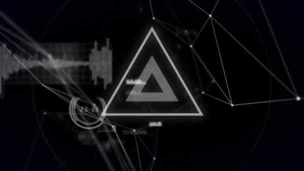 三角形のアニメーションと接続のネットワーク ネットワーク デジタルインターフェースの概念をデジタルで生成したビデオ — ストック動画