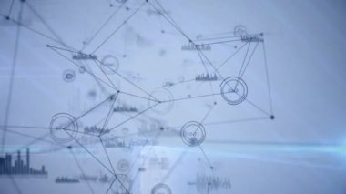 İstatistiklerle bağlantı ağının animasyonu. küresel iletişim, iş dünyası, dijital arayüz, teknoloji ve ağ konsepti dijital olarak oluşturulmuş video.
