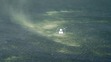 Denizdeki simgelerle olan bağlantı ağlarının animasyonu. küresel bağlantılar, iş dünyası, dijital arayüz, teknoloji ve ağ konsepti dijital olarak oluşturulmuş video.