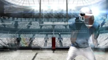 Ragbi oyuncuları üzerinde veri işleme ile dijital arayüzün animasyonu. küresel teknoloji ve spor konsepti dijital olarak üretilen animasyon.